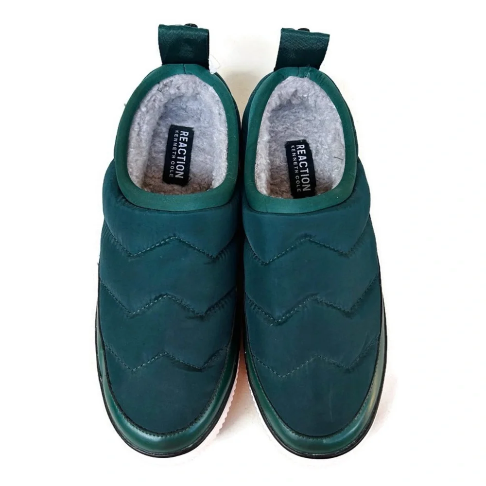 Kenneth Cole Reaction Ankir Quilted Green Slip On Shoes Mens 8 Faux Shearling